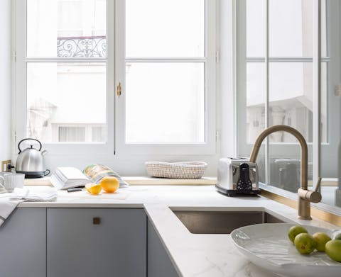 A slick marble kitchen