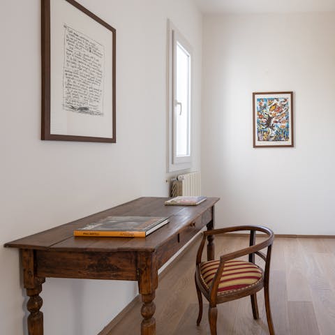 Get some work done at the antique table