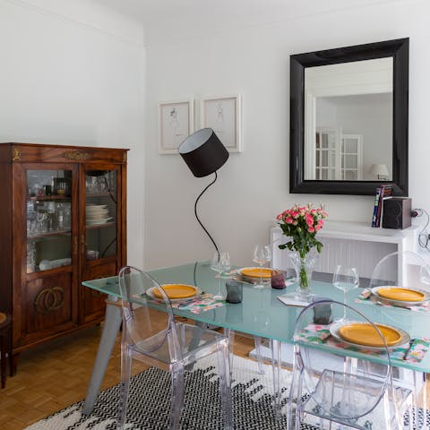 The chic contemporary dining area