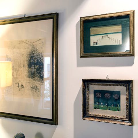 Lots of art on the walls